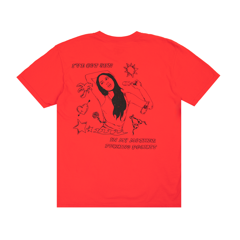 oversized sun in my mother fucking pocket t-shirt in red - UMusic
