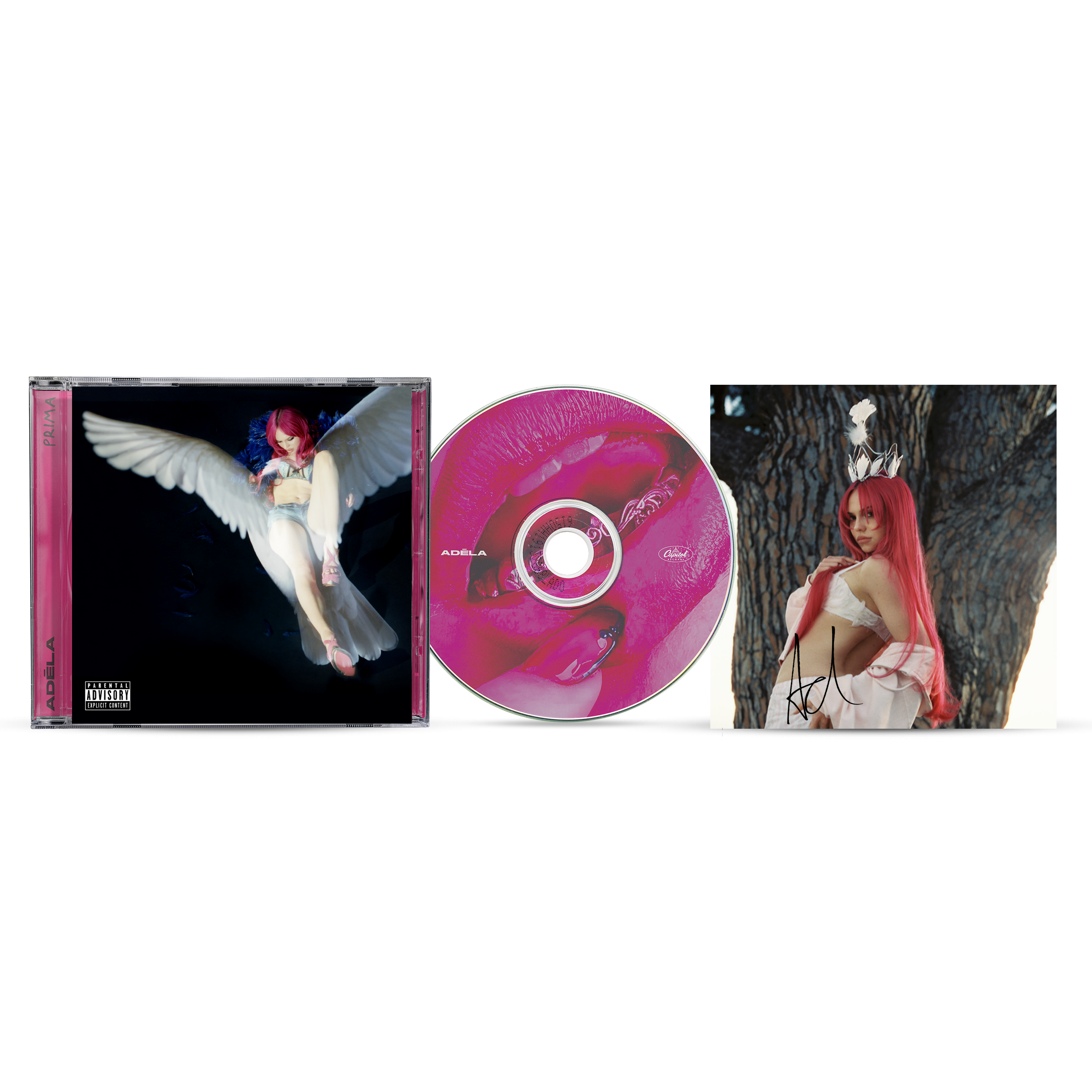 A music CD album set displayed against a white background, featuring the jewel case with cover art, a translucent pink CD, and the inner sleeve.