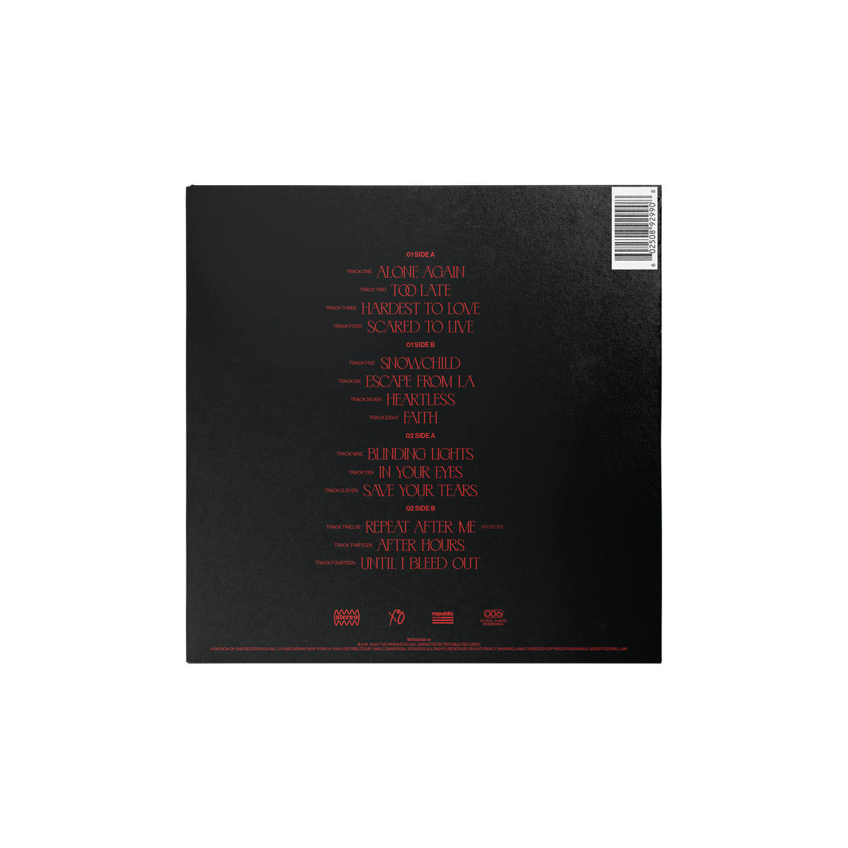 AFTER HOURS ALBUM COLLECTOR'S VINYL 001 2LP - uMusic Shop Canada AFTER HOURS ALBUM COLLECTOR'S VINYL 001 2LP - uMusic Shop Canada
