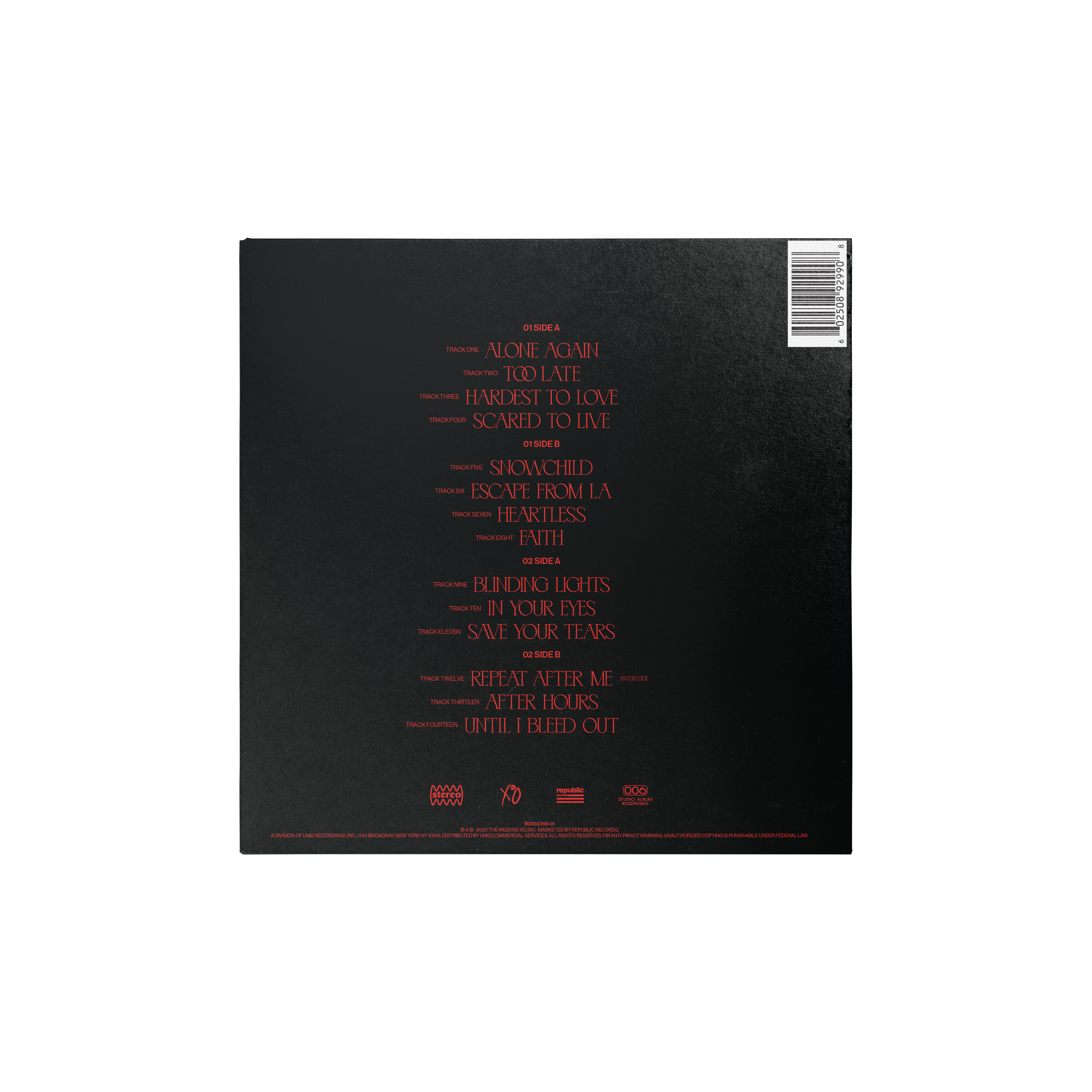 AFTER HOURS ALBUM COLLECTOR’S VINYL 001 2LP