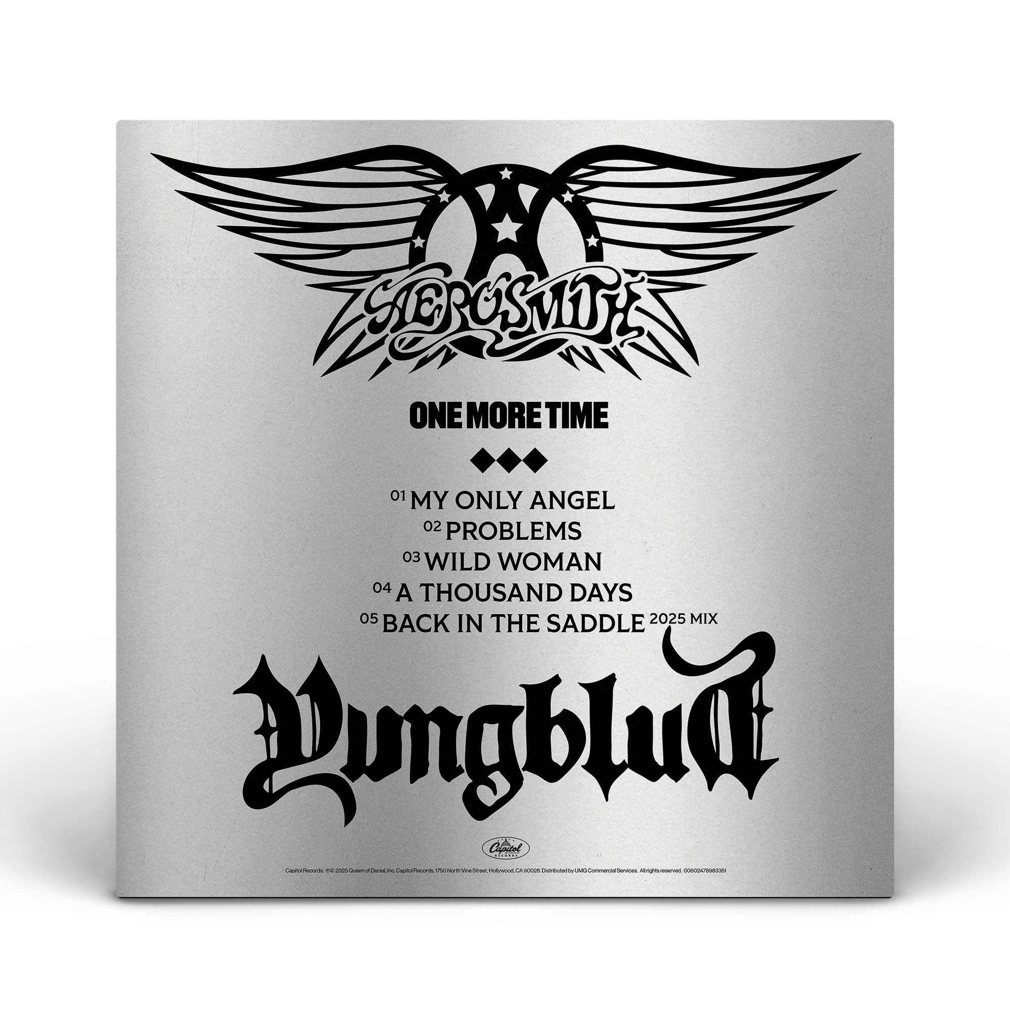Aerosmith & YUNGBLUD - One More Time - Silver Vinyl (YUNGBLUD Store Exclusive) + Signed Art Card