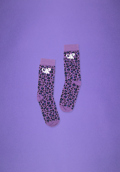 purple leopard socks
