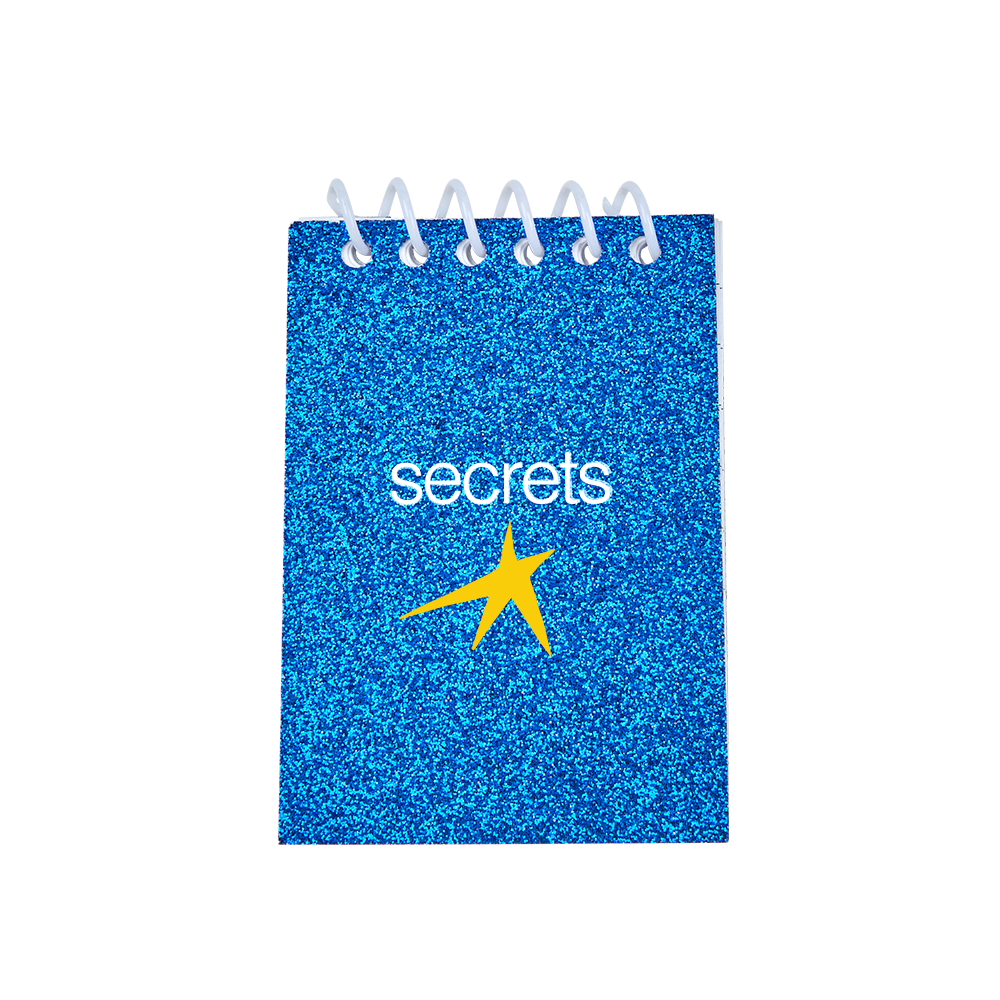 Secrets Blue Glitter Mini Notepad